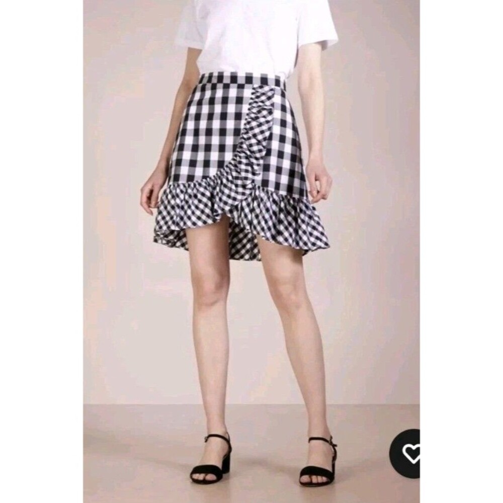 J. Crew Women's Black White Plaid Gingham Ruffled Mini Skirt, 6T - Picture 7 of 7